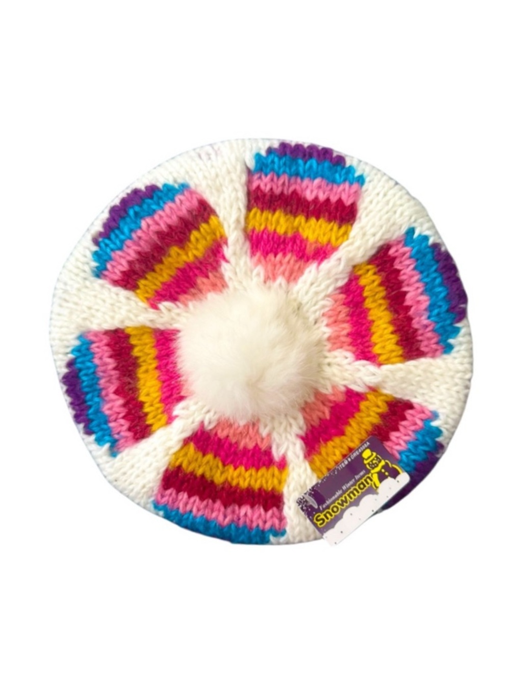 Snowman Knitted Beret Style Hat NWT